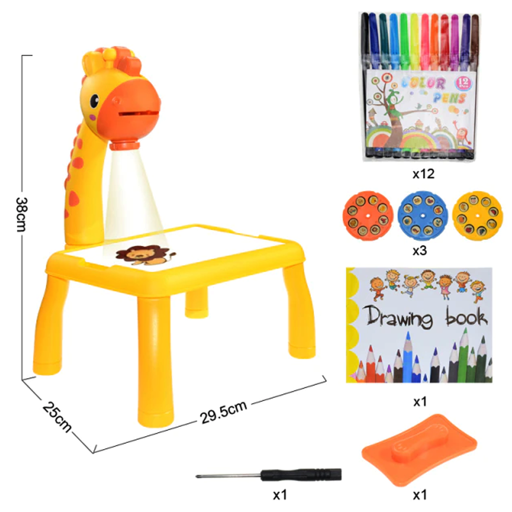 מיני שולחן ציור לילדים - מקרן מובנה ושלל צורות